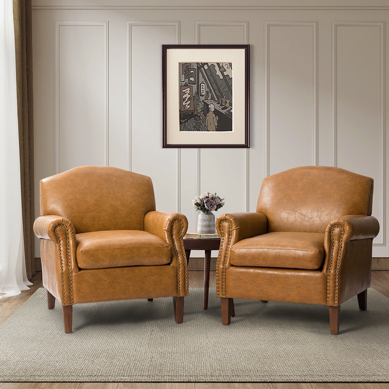 Cashel 31" W Faux Leather Armchair (Set of 2)