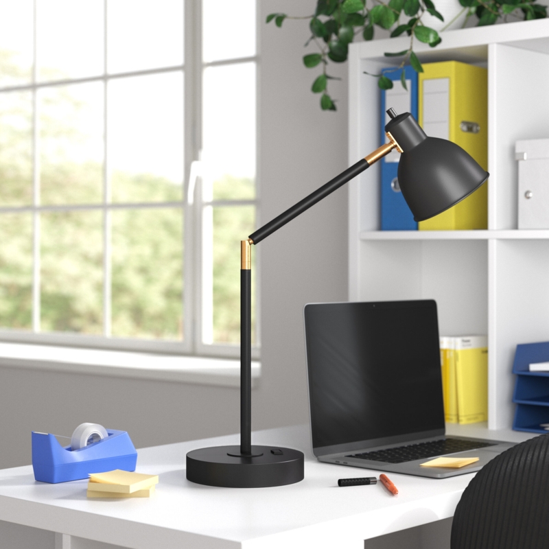 Caskey 20.75" Black/Antique Brass Desk Lamp