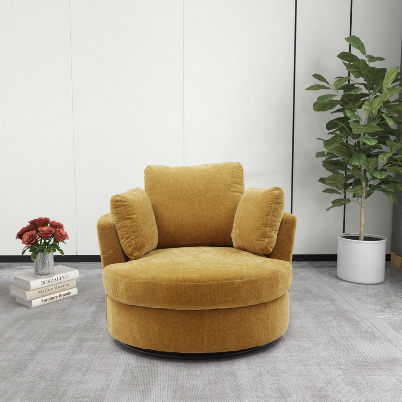 Chemaia Upholstered Swivel Barrel Chair