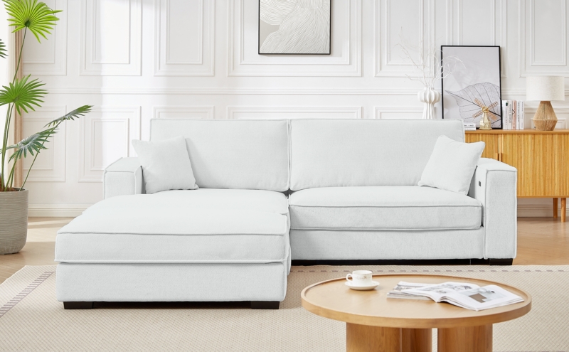 Small White Leather Sectional