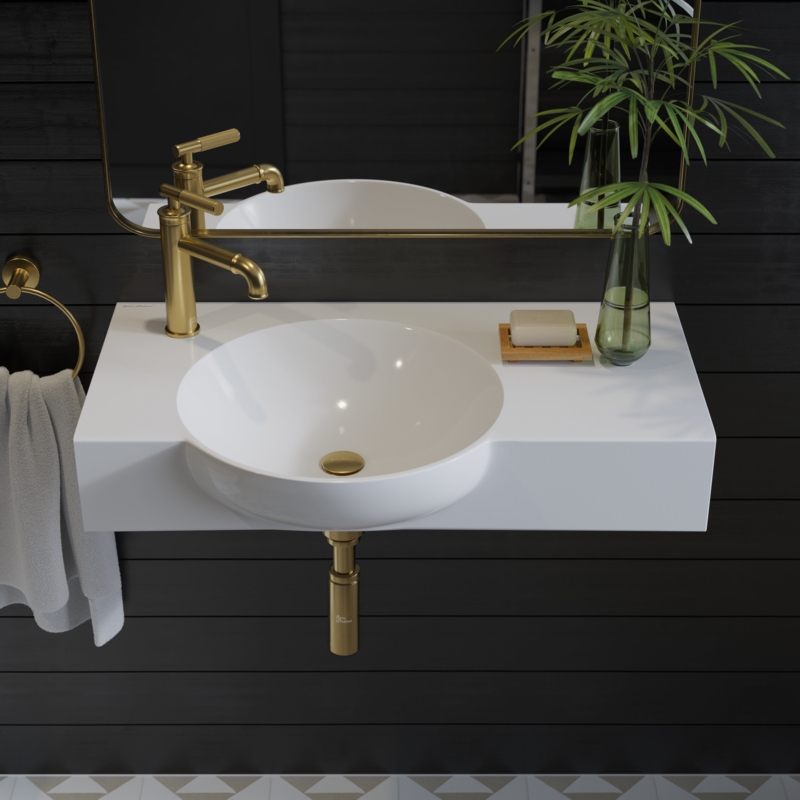 Chteau Glossy White Ceramic Rectangular Wall Mount Bathroom Sink