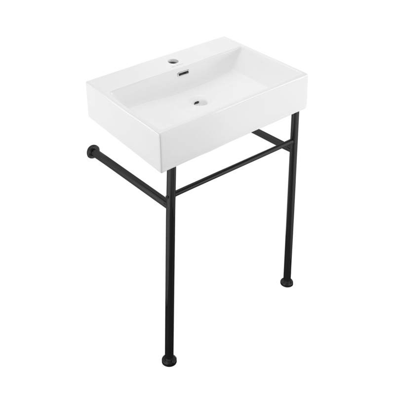 Claire 35.38" Tall Ceramic Rectangular Console Bathroom Sink with Overflow