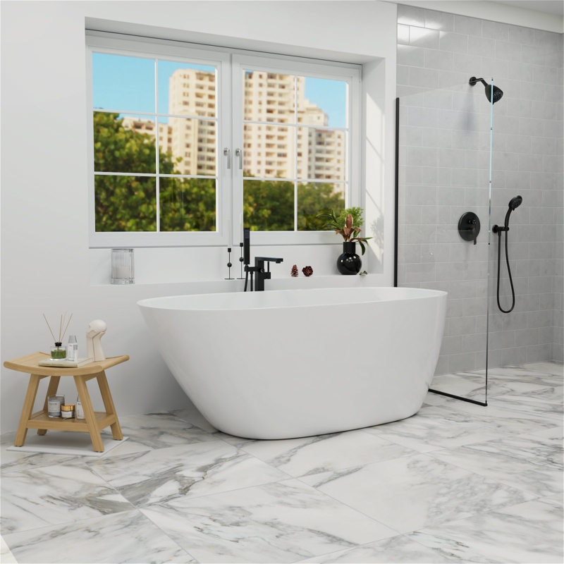 Colorful 59"L x 30"W Slipper Freestanding Oval Soaking Acrylic Bathtub with Chrome Drain