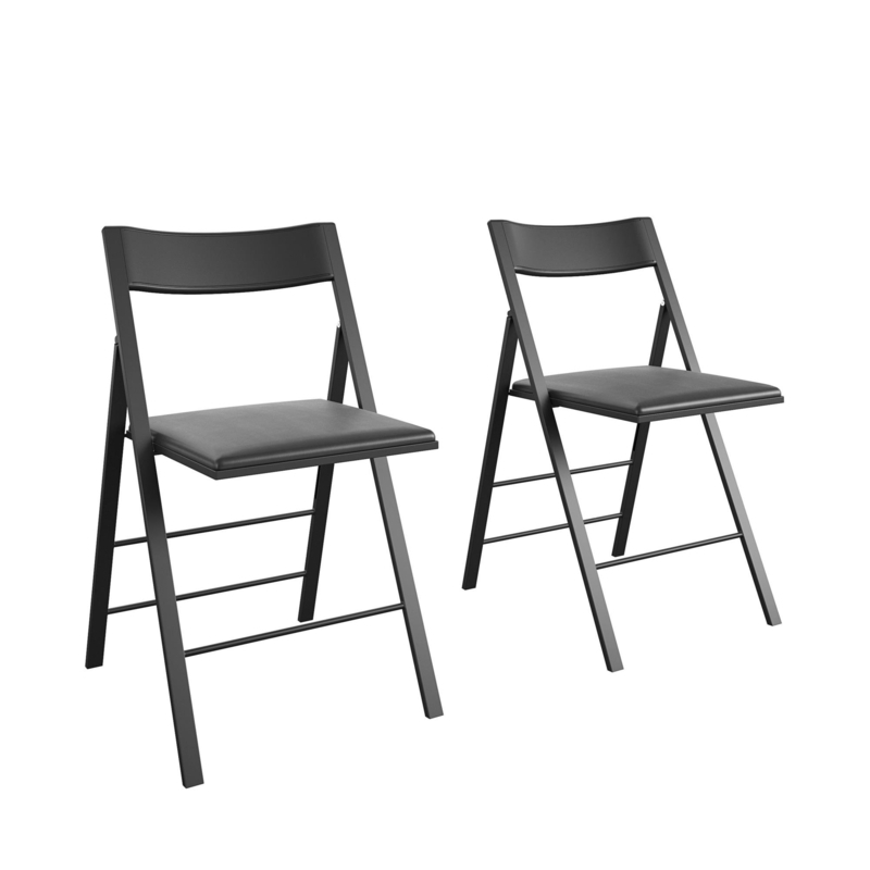 COSCO Modern Slim Line Vinyl Padded Folding Chairs (Set of 2)