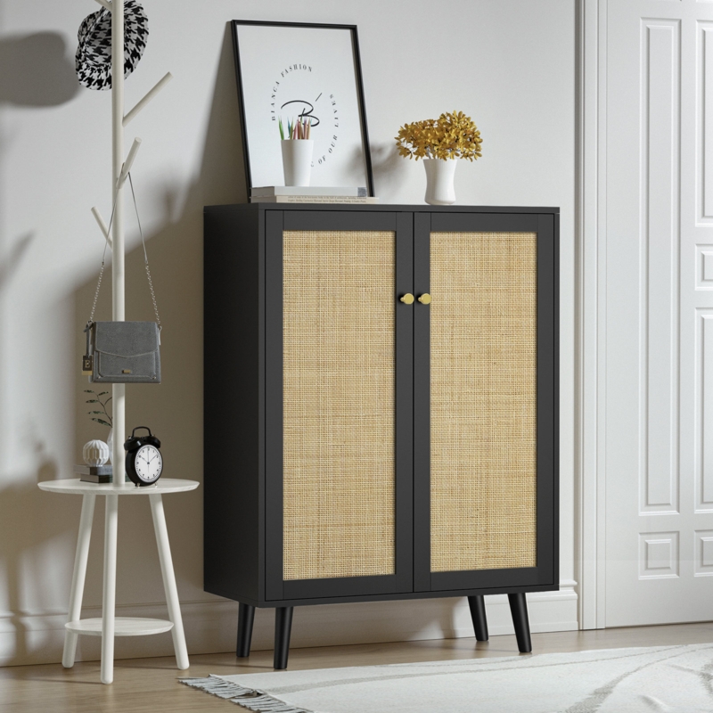 Cricklade Accent Cabinet with Natural Rattan for Entryway With Adjustable Shelf