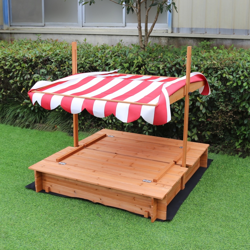 Critter Sitters 47.2'' x 47.2'' Solid Wood Square Sandbox with Cover