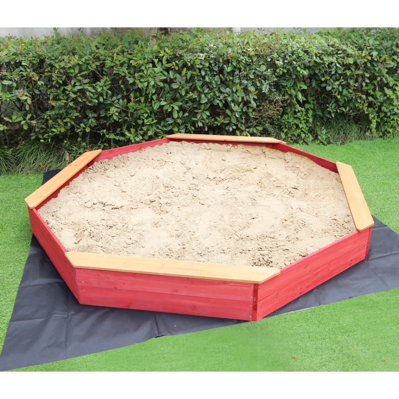 Critter Sitters 81'' x 9'' Solid Wood Octagon Sandbox with Cover
