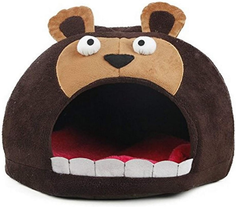 Davon Roar Bear Snuggle Plush Polar Fleece Pet Bed Dome