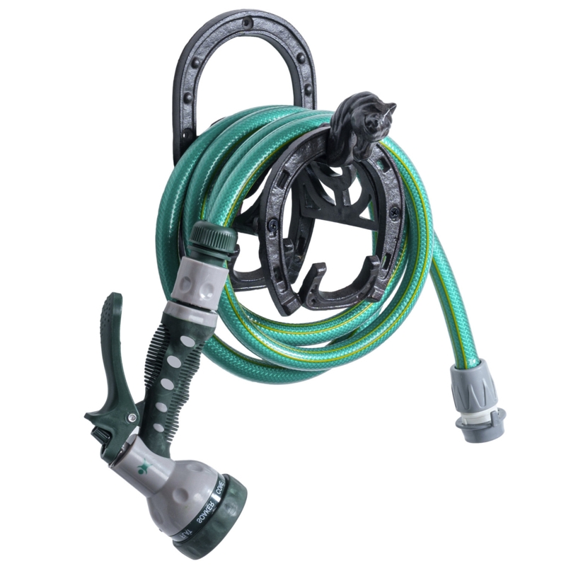 Decorative Horseshoe Iron Wall Garden Hose Holder