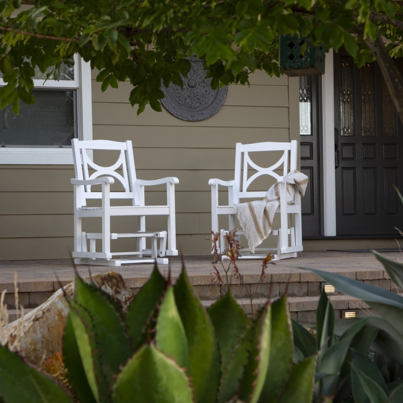 Delarion Outdoor Wood Rocking Glider Chair