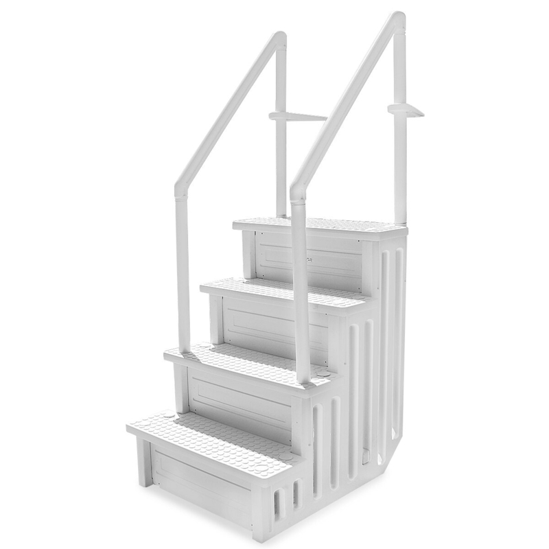 Deluxe Adjustable In-Pool Slip Resistant Hot Tub Step White