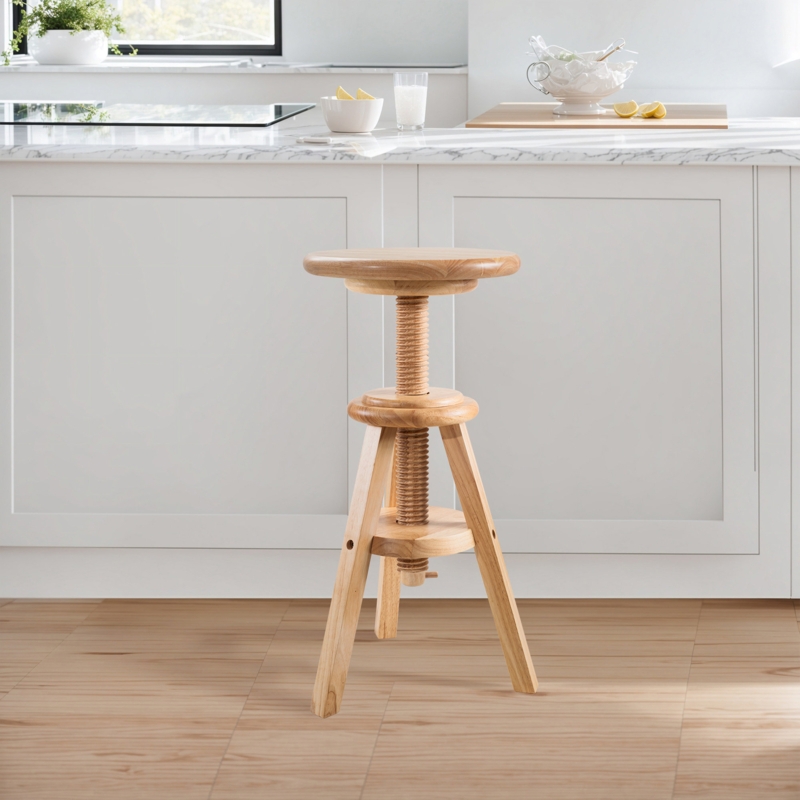 Denham Swivel Solid Wood Adjustable Height Stool