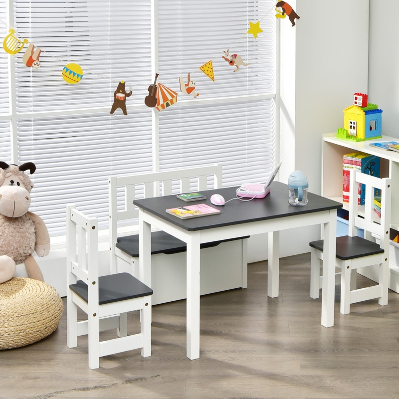 Deundrea Kids 4 Piece Play Or Activity Table and Chair Set and Bench