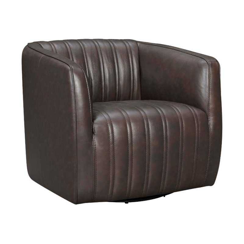 Dingeman Leather Swivel Barrel Chair