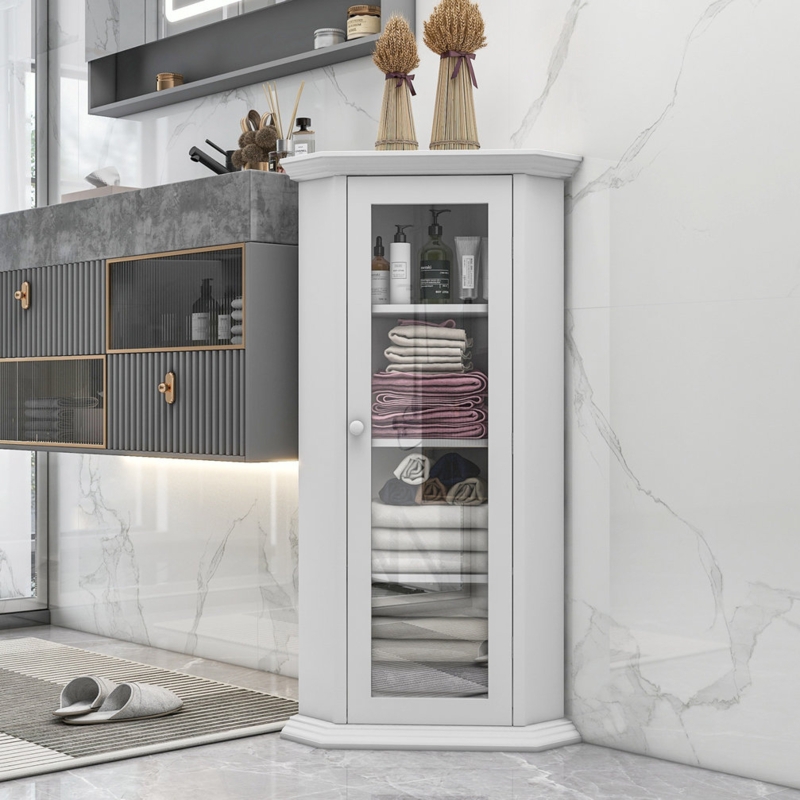 Doraine MDF+glass Freestanding Bathroom Cabinet