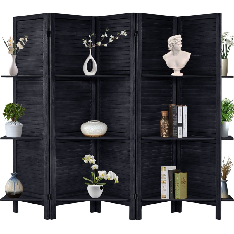 Double-Side Room Divider with Shelves for Room Separation