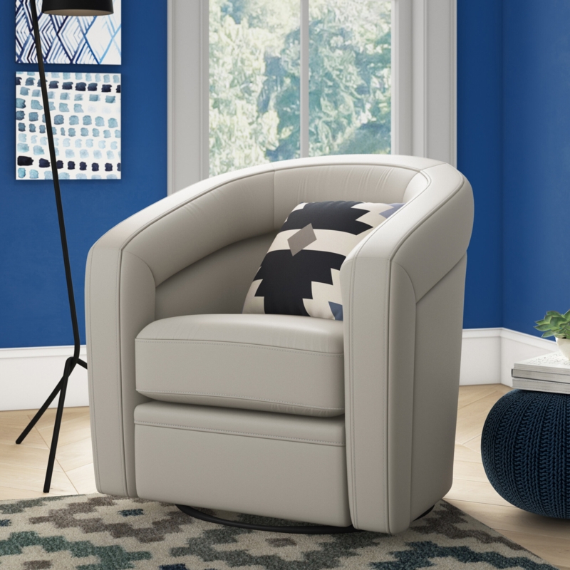 Dowlin Leather Swivel Barrel Chair