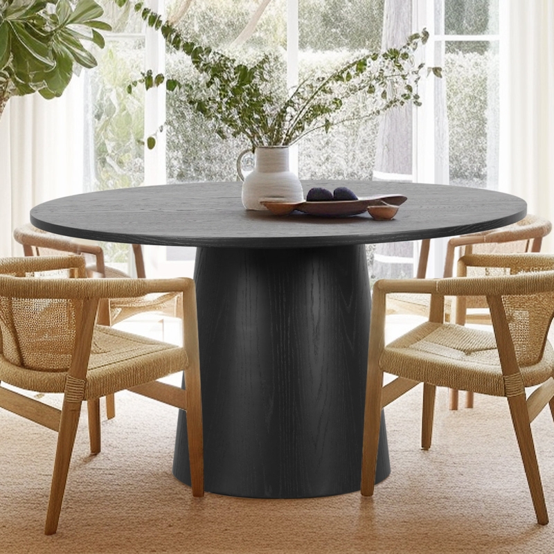 Dysis 52" Solid Oak Pedestal Dining Table