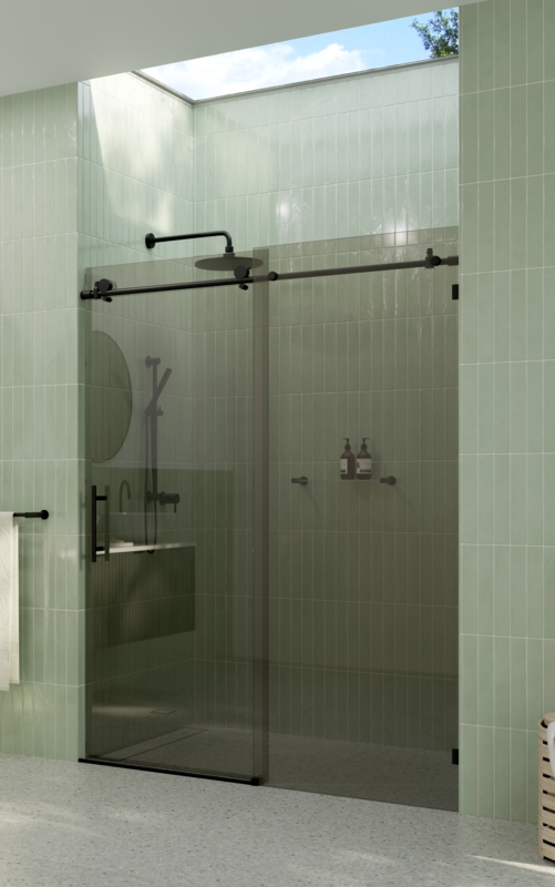Equinox 56 - 60 in. x 78 in. Fully Frameless Gray Tinted Sliding Shower Door