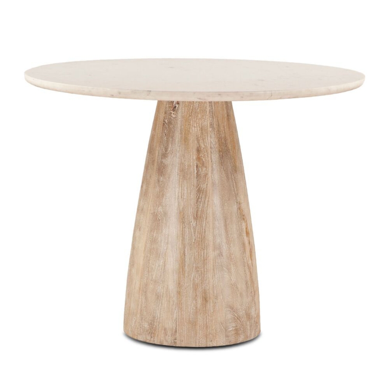 Evylene Round Marble Top Solid Wood Base Dining Table