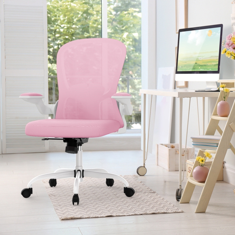 Fardell Ergonomic Office Chair, Breathable Mesh Task Chair with Flip-up Arms and Adjustable Height
