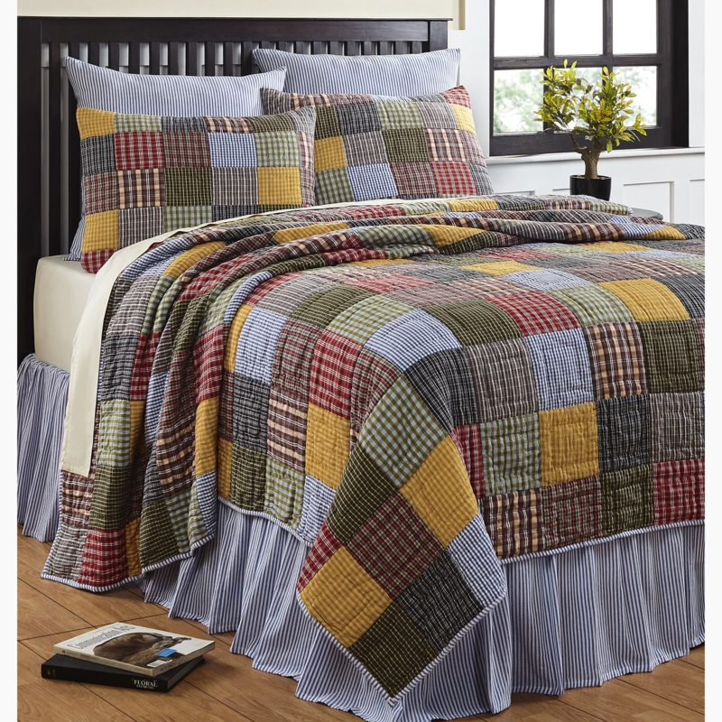 Farmhouse / Country Cotton Percale Patchwork Quilt Set