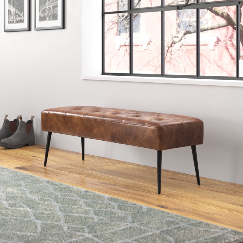 Faux Leather Upholstered Bench