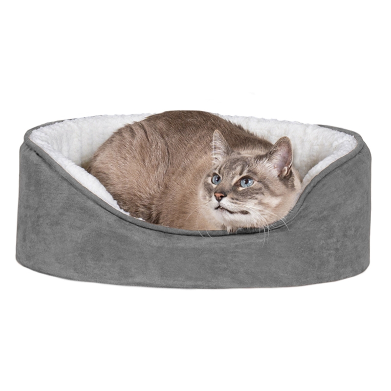 Faux Sherpa & Suede Oval Dog Bed
