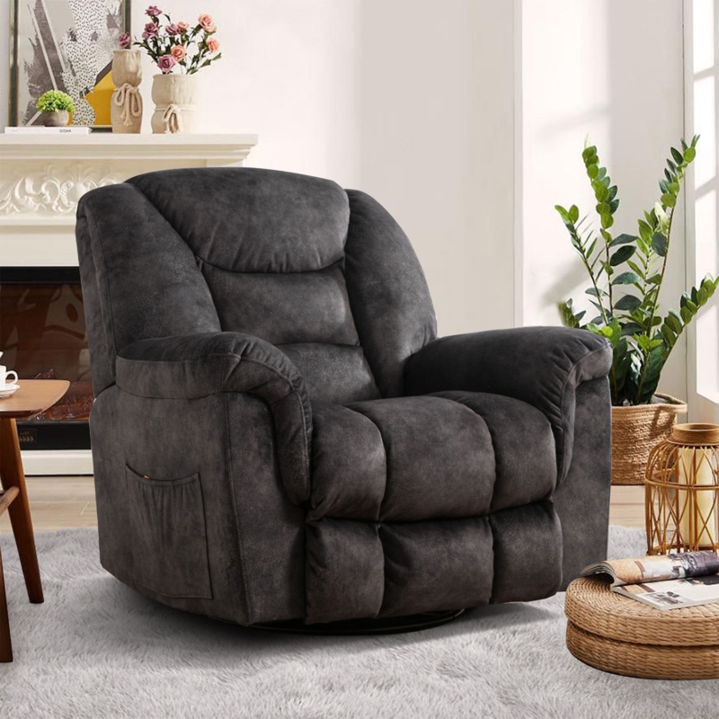 Flournory 39'' Wide Classic Super Soft And Oversize Swivel Manual Recliner
