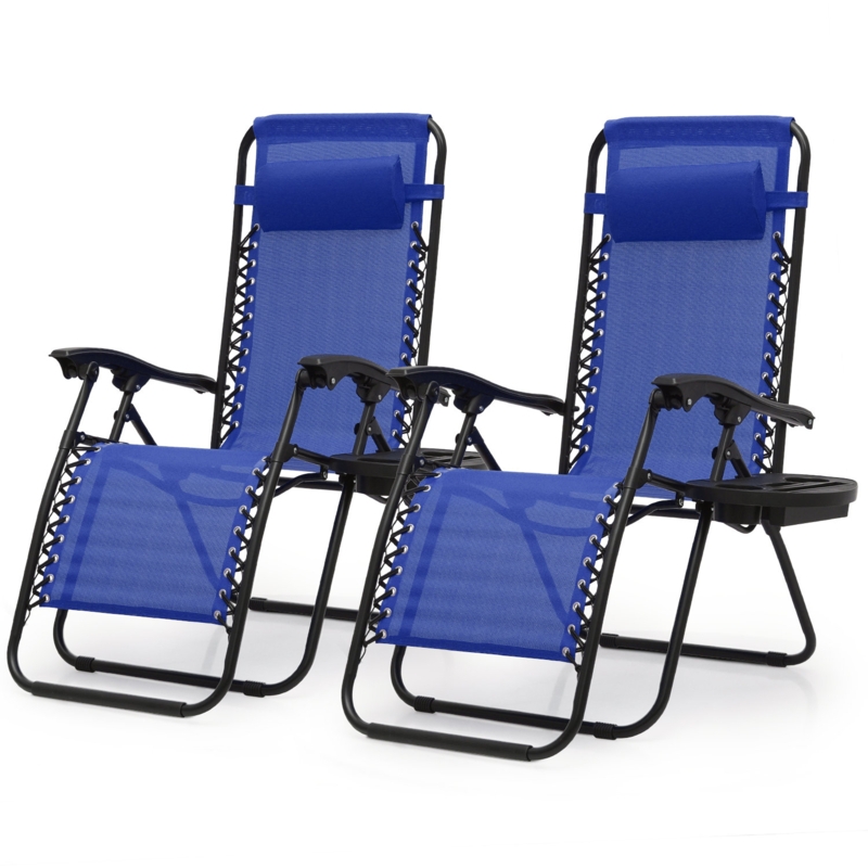Foldable Zero Gravity Chair Outdoor Beach Lounge Recliner with Cup Holder
