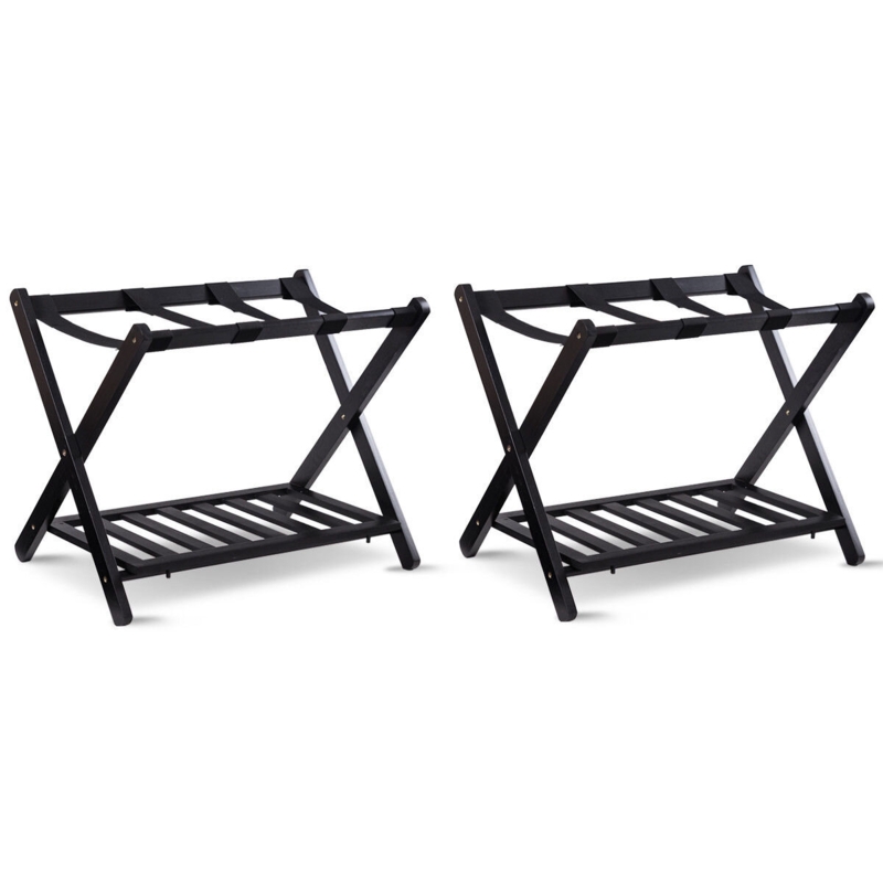 Folding Luggage Rack with Shelf Travel Suitcase