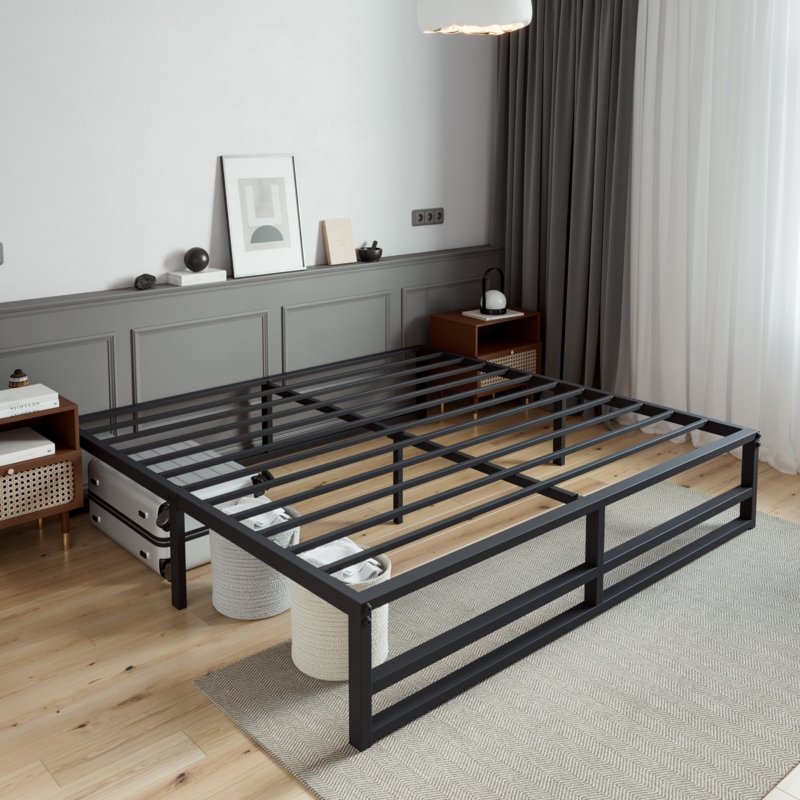 Francine 14'' No Headboard Metal Bed Frame with Cross Bed End