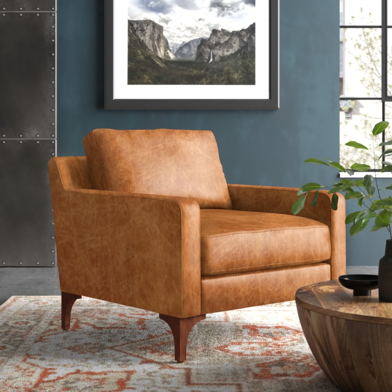 Full-Grain Genuine Italian Leather Accent Chair
