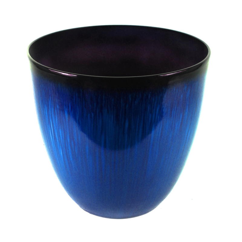 Gardener's Select Large Egg-Shaped Planter Indoor Outdoor Decorative Flower Pot, Blue, 18"