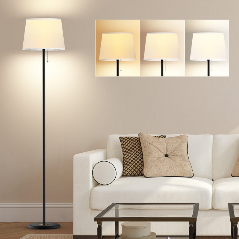 Garnon 61.4'' Traditional Floor Lamp with 3 Color Temperatures and 9W Bulb Included