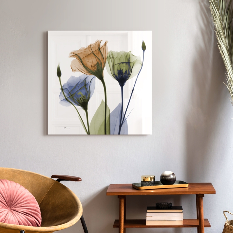 Gentian Buddies On Glass by Albert Koetsier Print