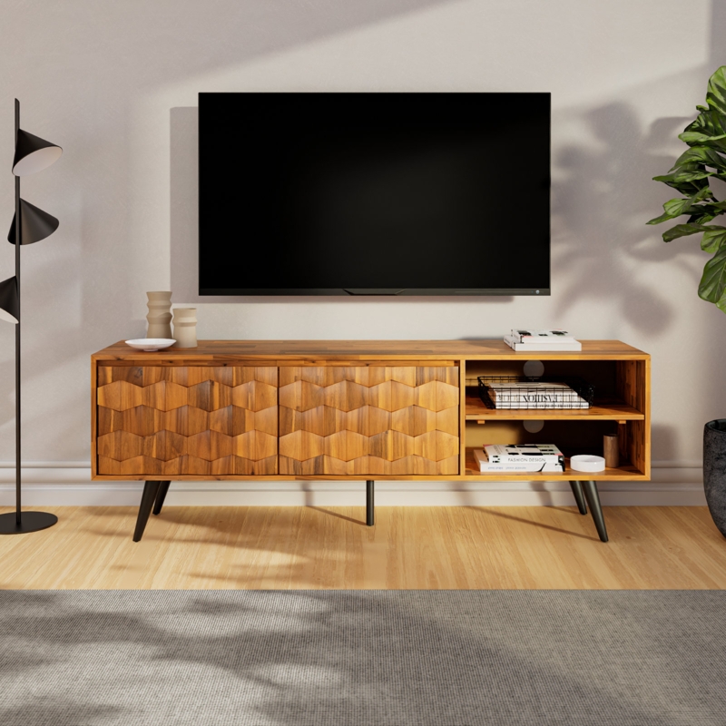 Georgina Solid Wood TV Stand Fully Assembled, Media Console for 65 TVs