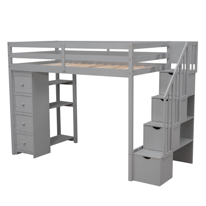 Gerta Kids Twin Loft Bed with Drawers