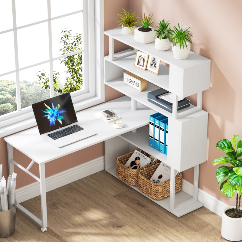 Gertruda L-Shaped Metal Base Computer Desk