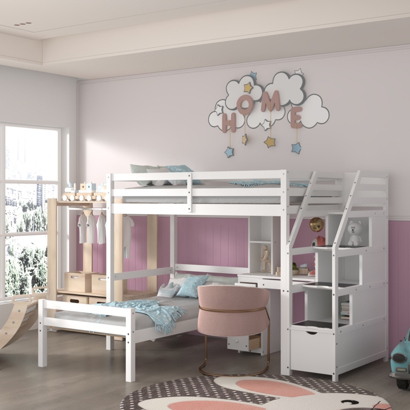 Gibert Kids Twin Over Twin Bunk Bed with Drawers