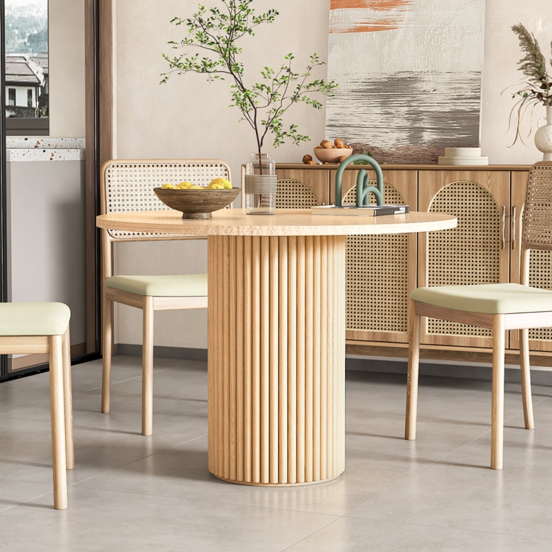 Gilta Round Solid Wood Base Dining Table
