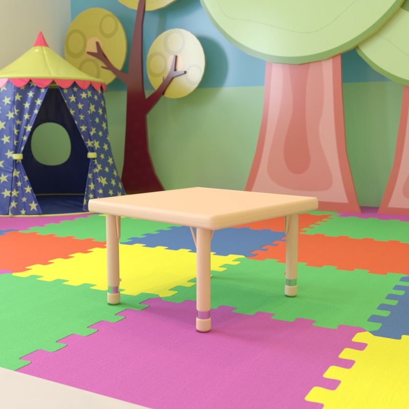 Goddard 24" Square Plastic Height Adjustable Activity Table - School Table for 4