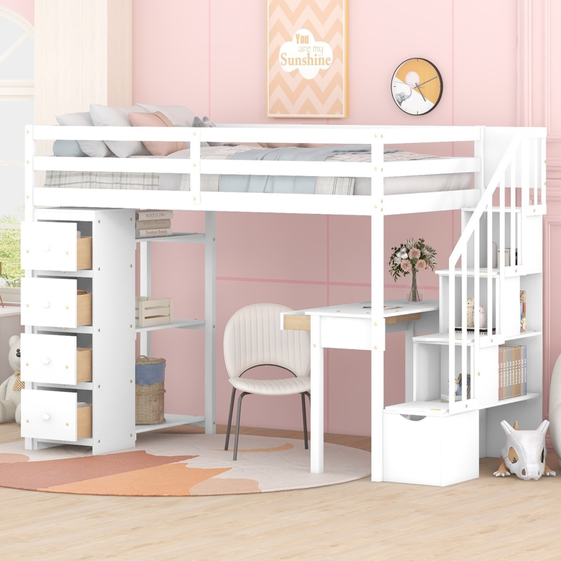Gromme Kids Twin Loft Bed with Drawers