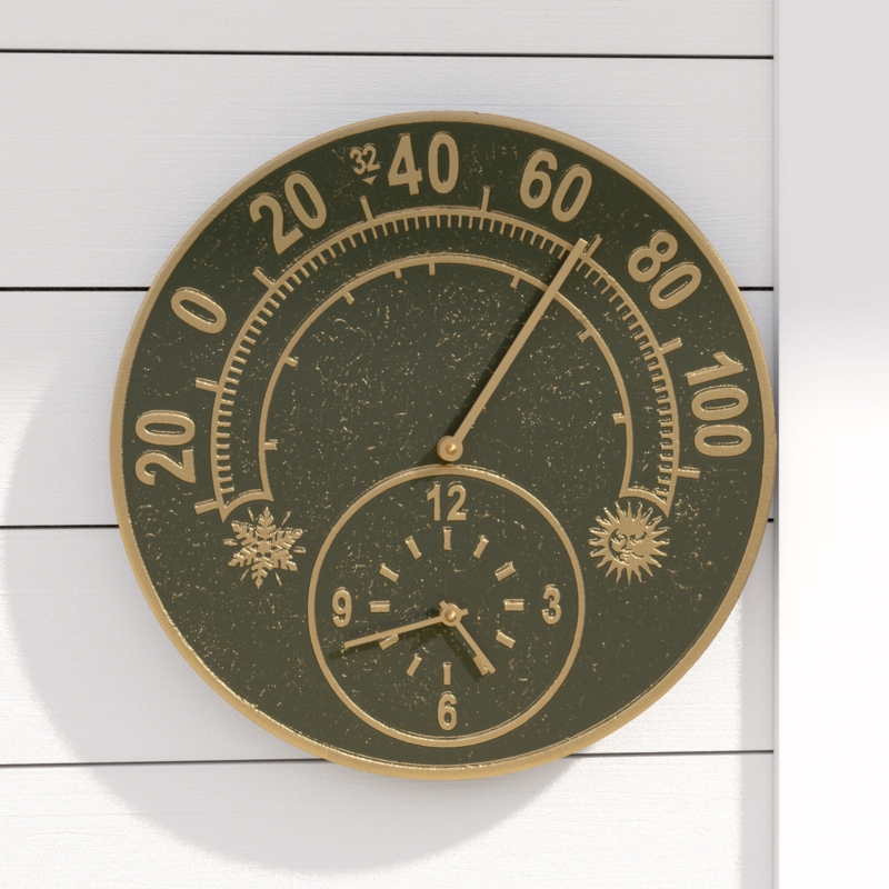 Haines 14'' Outdoor Clock Thermometer