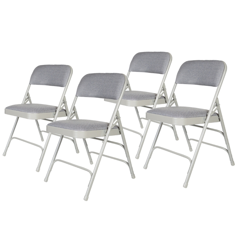 Hampden Furnishings Bernadine Fabric Padded Triple Brace Banquet Folding Chair (Set of 4)