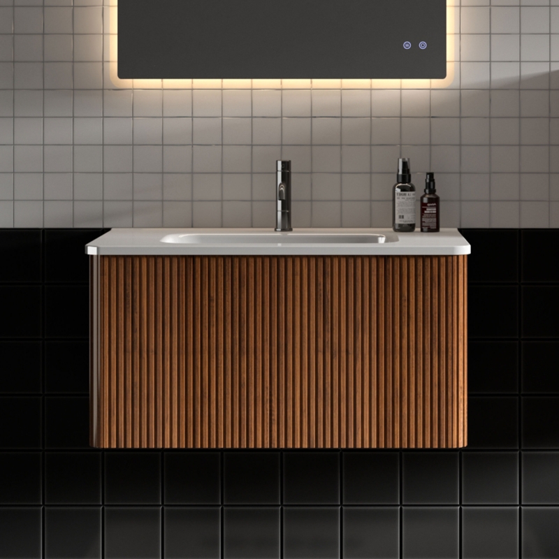Hannemarie 30'' Wall Mounted Single Bathroom Vanity with Ceramic Top