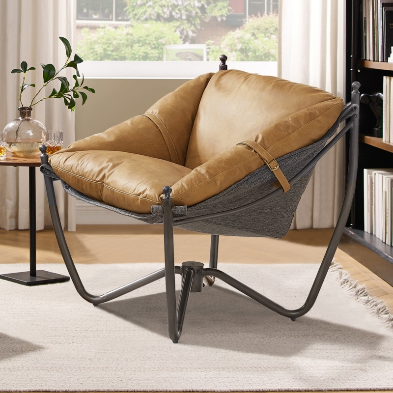 Haras Genuine Leather Accent Chair