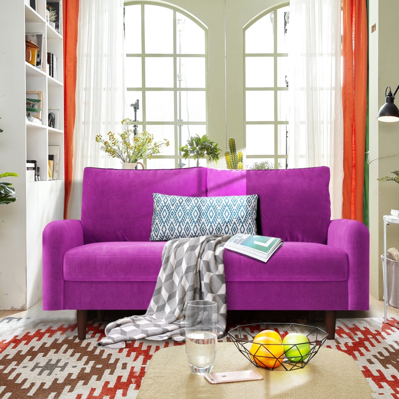 Hasaam Everly Quinn 58" Wide Velvet Round Arms Small Apartment Loveseat