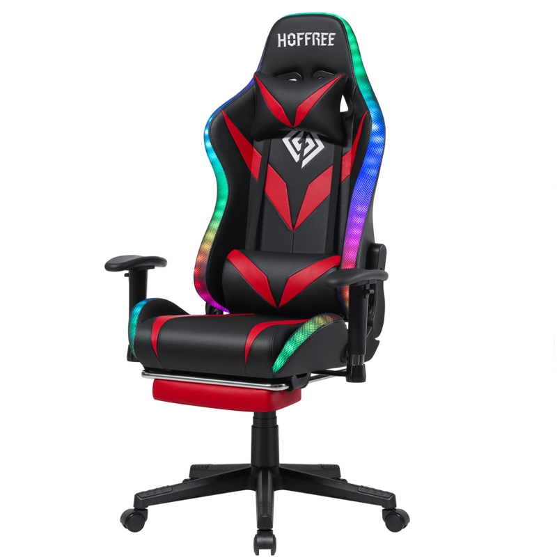 Hoffree Rocking Gaming Chair with Speakers Ergonomic Gamer Chair with Massage for Office and Gaming