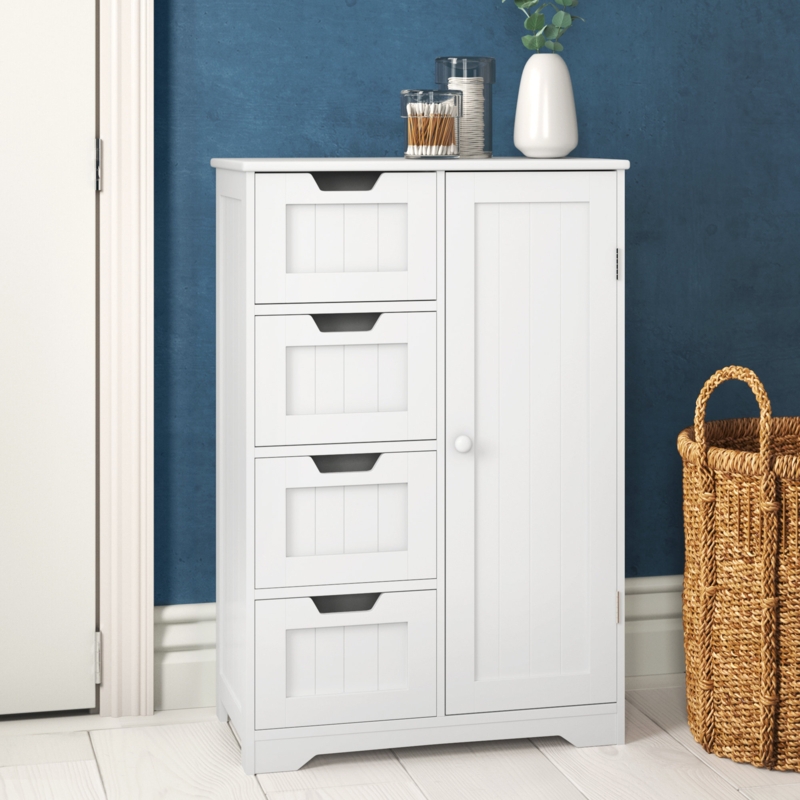 Humiston Freestanding Bathroom Storage Cabinet with 4 Drawers, White